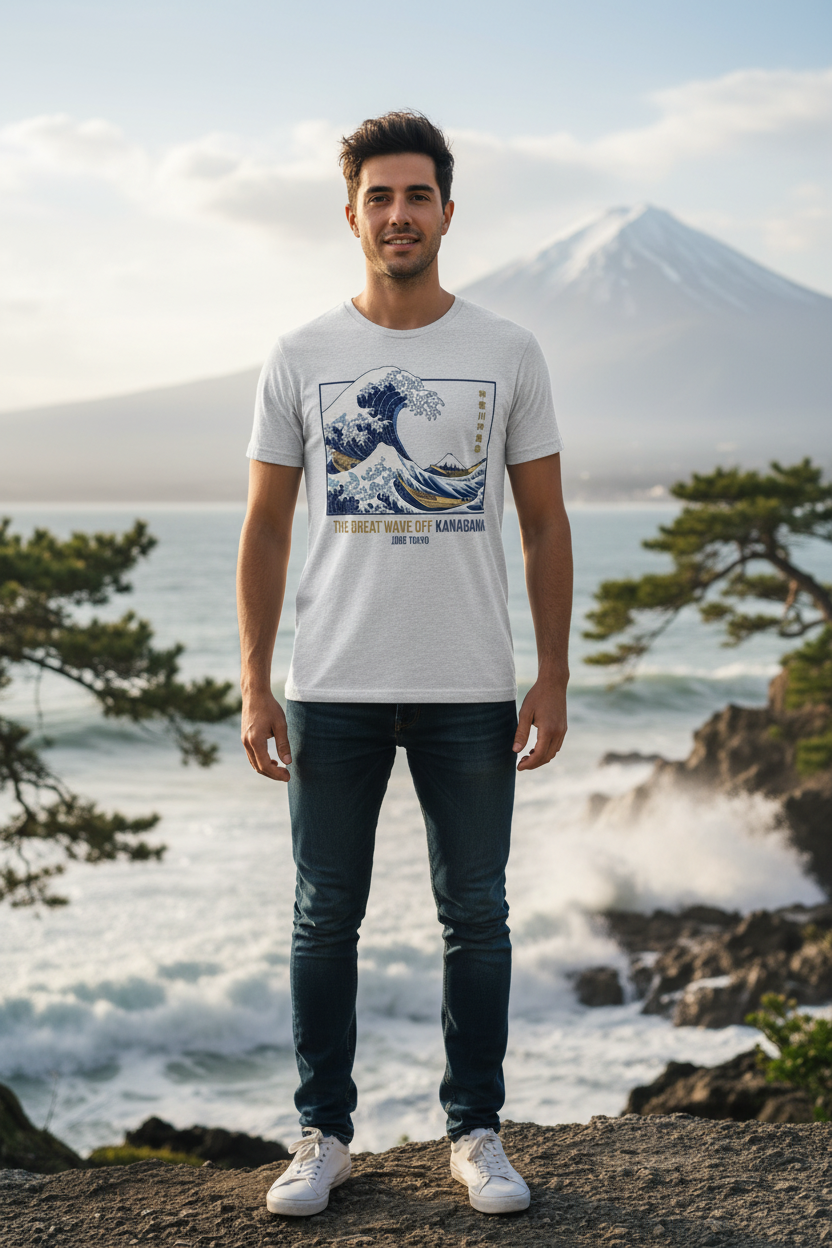Great Wave Tee - Grey - Male