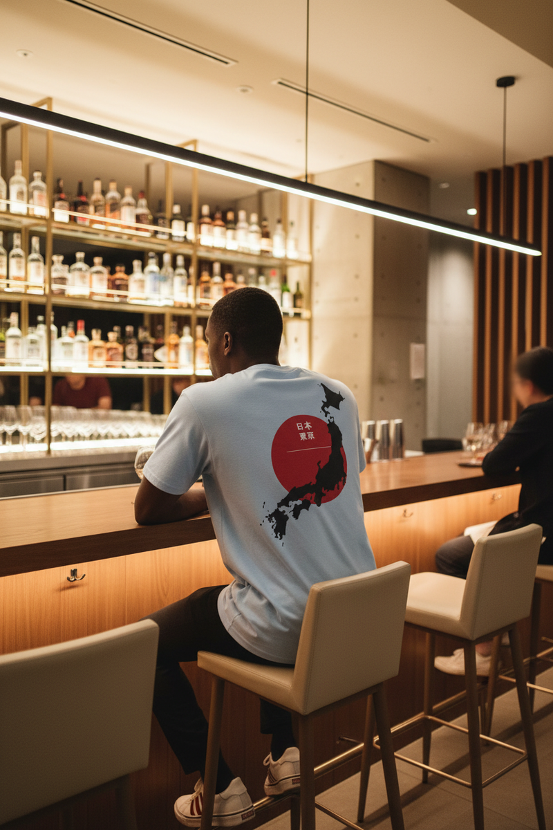 Japan Map Tee – Light Blue Tokyo Bar Bright