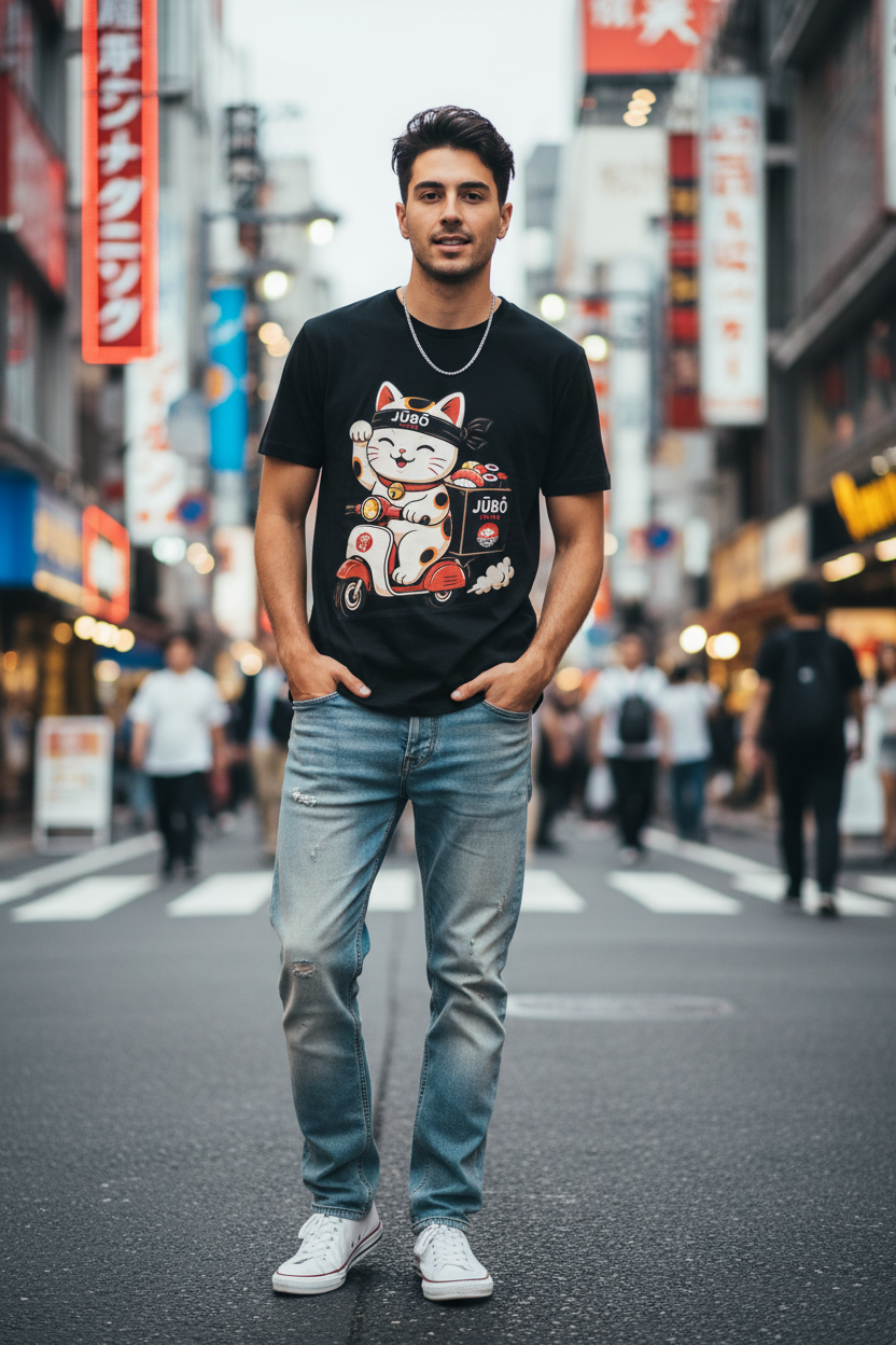 Lucky Cat Sushi Delivery Black - Guy Tokyo Street