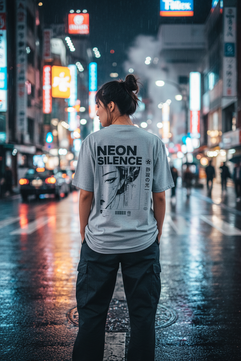 Neon Silence - Girl Back Shot Shibuya Night