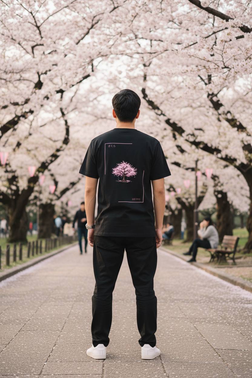 Sakura Tee – Male Tokyo Park Back Shot