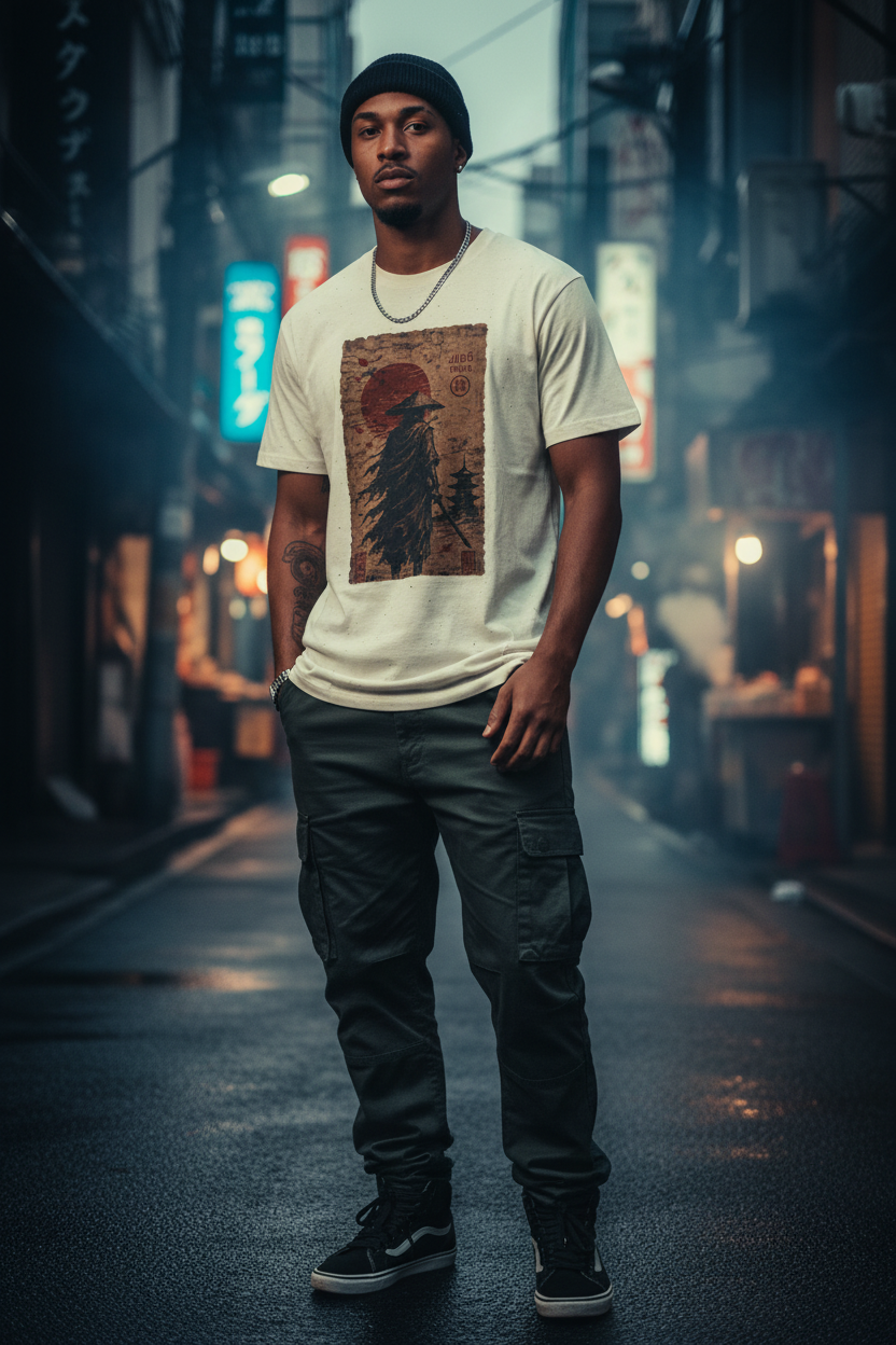 Samurai Cream Tee Guy