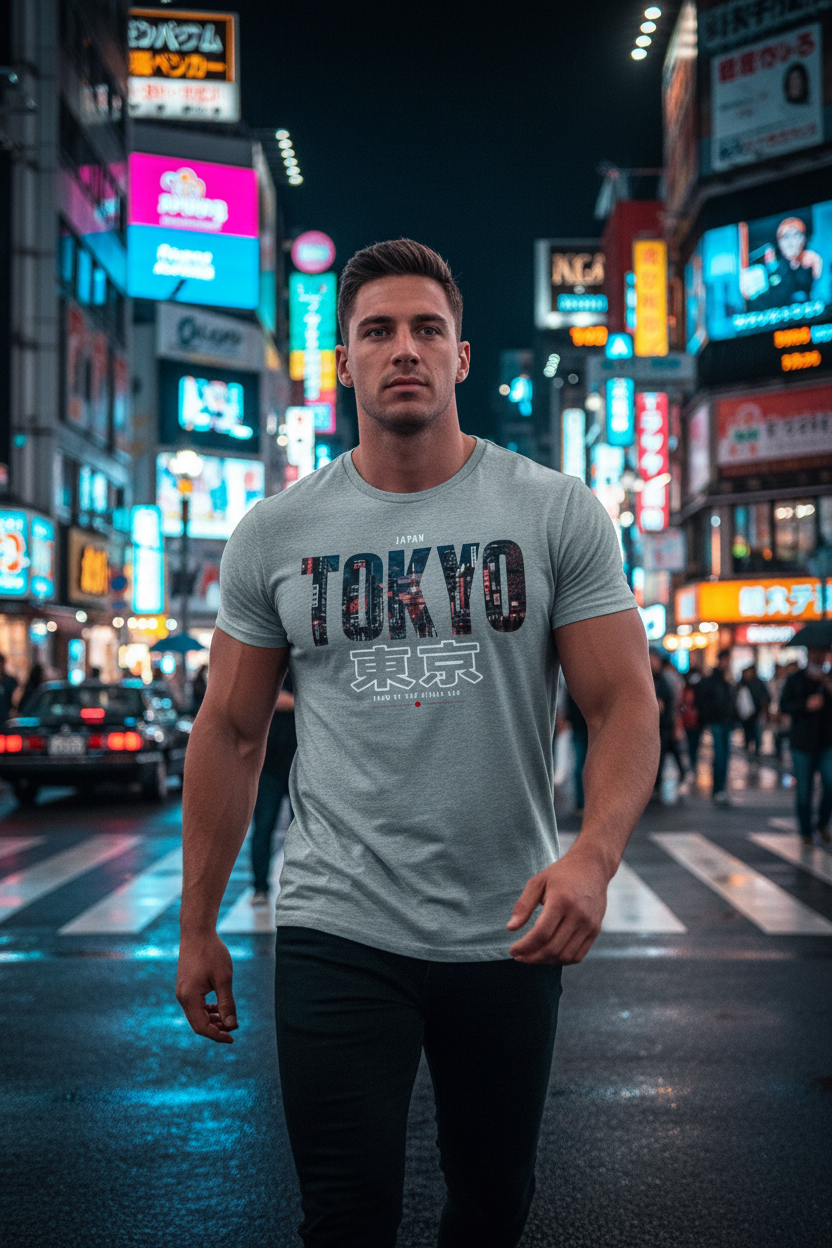 Tokyo Shirt – Buff Guy Nighttime Candid Front
