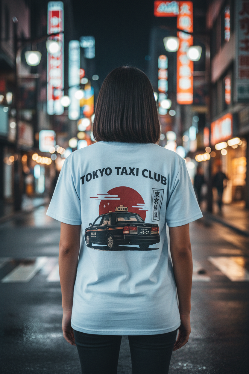 Tokyo Taxi Club Girl Blue Tee Night